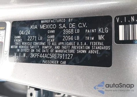 2024 Kia Forte Gt z USA, uszkodzony, nr VIN 3KPF44AC5RE791127